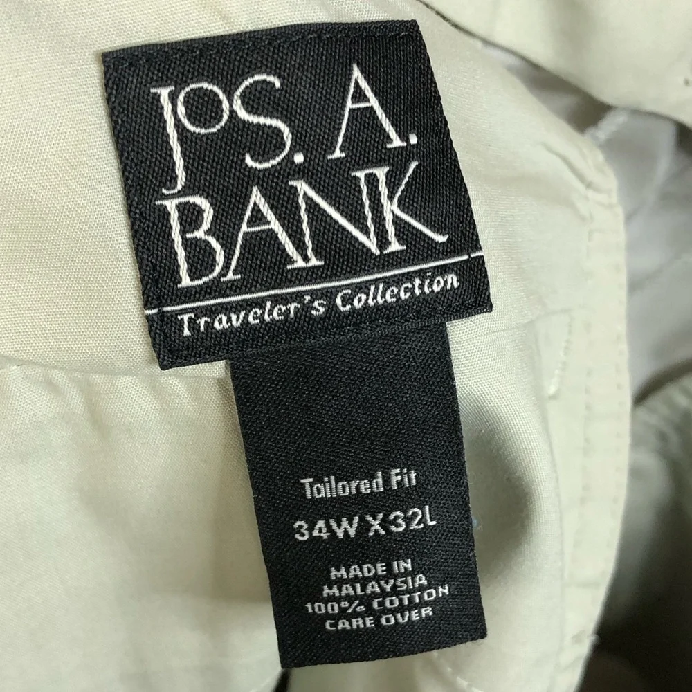 Jos A Bank Traveler's Collection Tailored‎ Fit Khaki Suit Pants 34 X 32